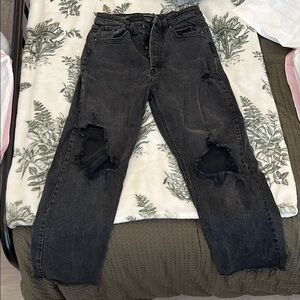 Wild Fable Black Straight Leg Distressed Jeans